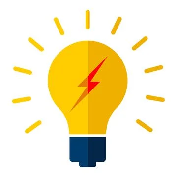 Creative Light Bulb with Lightning Bolt. Innovation and Energy Concept Stock Illustration