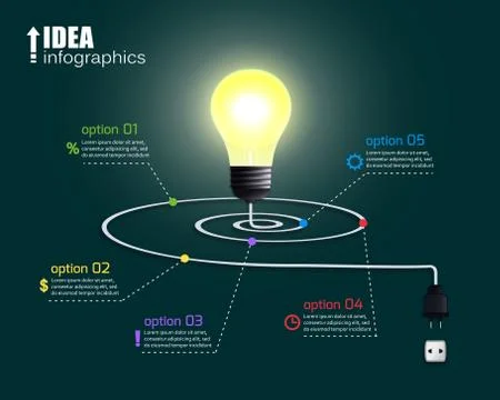 Creative light bulb with options Illustrazione stock