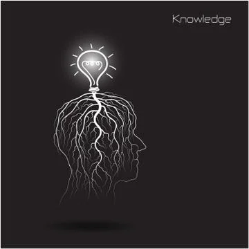 Creative light bulb shoot grow on human head symbol. education and business c Stock Illustration
