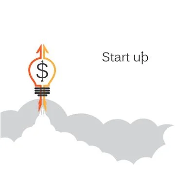 Creative light bulb sign and grey cloud, conceptual of start up new business Stock Illustration