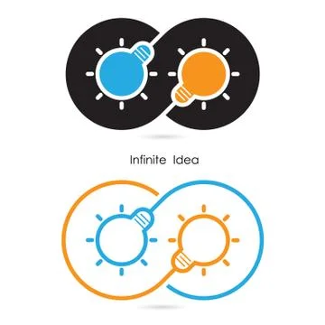 Creative light bulb sign and infinite creativity logo elements design.Infinit Stock Illustration