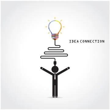 Creative light bulb symbol and knowledge connection sign. Stock Illustration