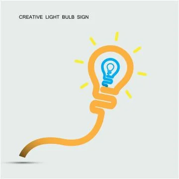 Creative light bulb symbol with turn on creativity concept, education and bus Stock Illustration