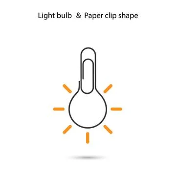 Creative light bulbl logo design,Paper clip sign.Concept of ideas inspiration Stock Illustration