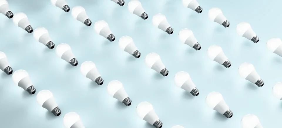 Creative Lightbulb Concepts on Colorful Backgrounds Innovation, Energy Ideas Stock Illustration
