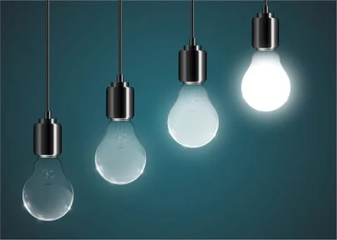 Creative lightbulb illustration on a blue background, vector Stock Illustration