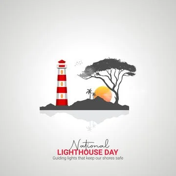 Creative Lighthouse ads design. Creative Lighthouse day, August 7, vector, .. Stock Illustration