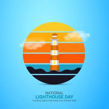Creative Lighthouse ads design. Creative Lighthouse day, August 7, vector, .. Stock Illustration