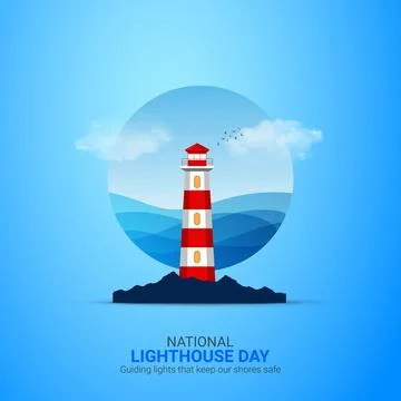 Creative Lighthouse ads design. Creative Lighthouse day, August 7, vector, .. Stock Illustration