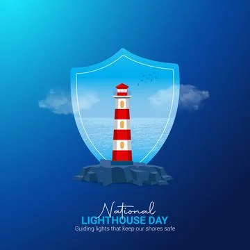 Creative Lighthouse ads design. Creative Lighthouse day, August 7, vector, .. Stock Illustration