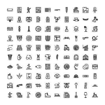 Creative line art icon set representing various concepts 스톡 일러스트