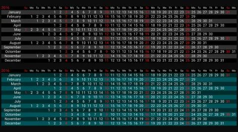 Creative Line Calendar 2016 Stock Illustration
