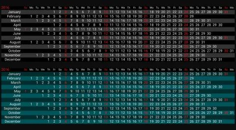 Creative Line Calendar 2016 Stock Illustration