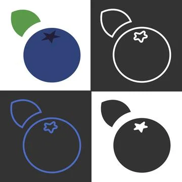 Creative line icons featuring blueberries on contrasting backgrounds イラスト素材