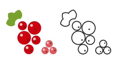 Creative line icons featuring red currants as fresh fruit designs Stock Illustration