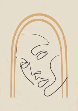 Creative linear abstract face art poster illustration. Stock Illustration