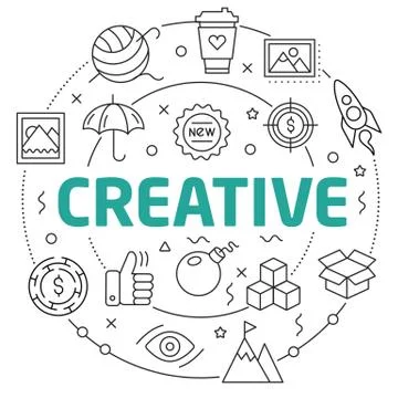 Creative Linear illustration slide for the presentation Stock Illustration