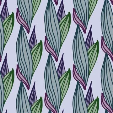 Creative linear leaves shape seamless pattern. Abstract line art endless wall Stock Illustration