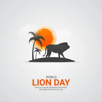 Creative Lion Day ads design. Creative World Lion Day, August 10, vector, 3.. Stock Illustration