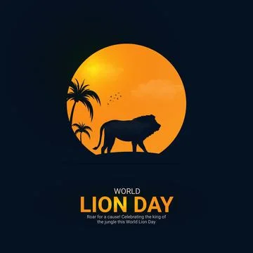 Creative Lion Day ads design. Creative World Lion Day, August 10, vector, 3.. Stock Illustration