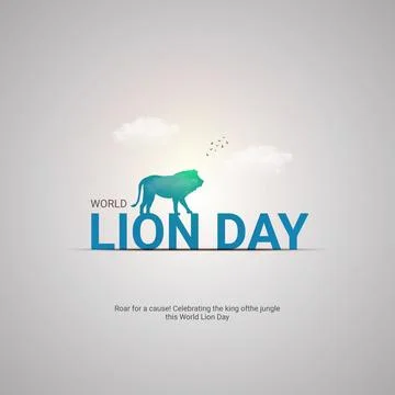 Creative Lion Day ads design. Creative World Lion Day, August 10, vector, 3.. Stock Illustration