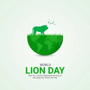 Creative Lion Day ads design. Creative World Lion Day, August 10, vector, 3.. Stock Illustration