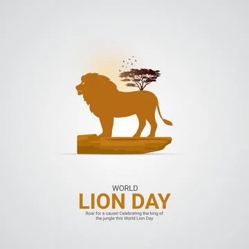 Creative Lion Day ads design. Creative World Lion Day, August 10, vector, 3.. Stock Illustration