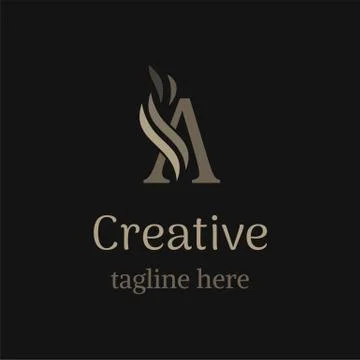 Creative A logo on black background. Trendy emblem for business company or Stock Illustration