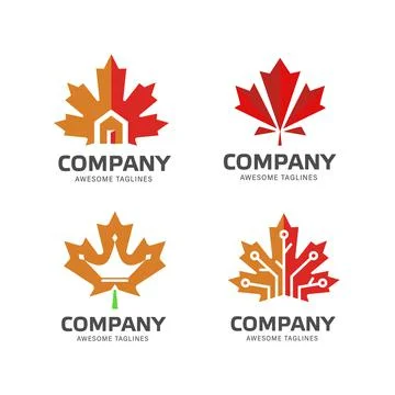 Creative logo collection with maple leaf Stock Illustration