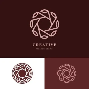 Creative logo design templates. Abstract design monogram with leaves. Busines Illustrazione stock