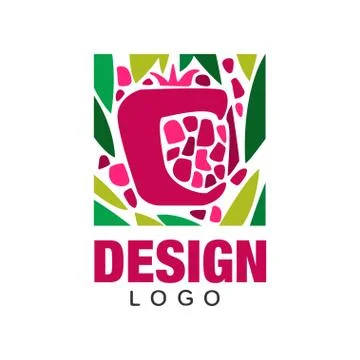 Creative logo design with tropical fruit. Abstract emblem for farm market Stock Illustration