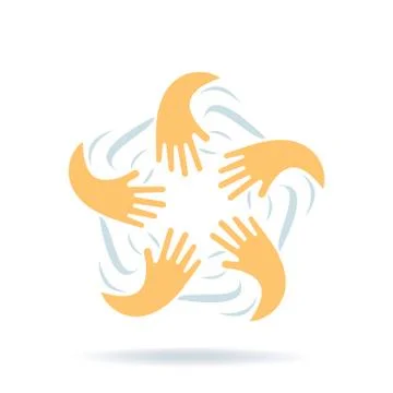 Creative Logo With Hands Connection, Friendship And Unity Concept Template Web Stock Illustration