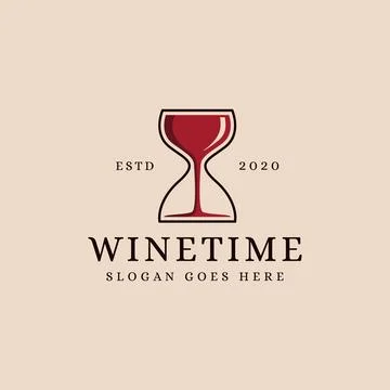Creative logo icon of wine and sand clock, wine logo icon vector template Stock Illustration