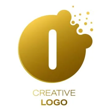 Creative logo. The letter I on a round dot with splashes. Vector illustration Stock Illustration