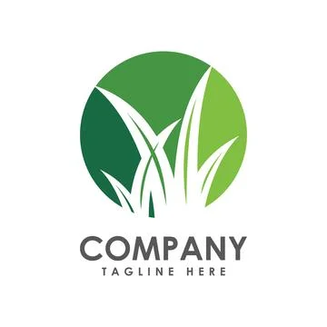 Creative logo silhouette Grass on the green round design template Stock Illustration