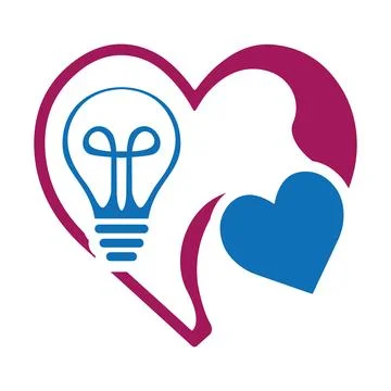 Creative Love and Idea Logo with Heart and Bulb for Innovation and Inspiration Stock Illustration