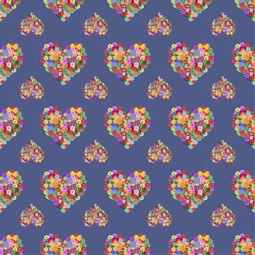Creative Love Hearts Button Print Handmade Craft Vector Stock Illustration