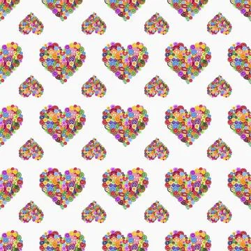 Creative Love Hearts Button Print Handmade Craft Vector Stock Illustration