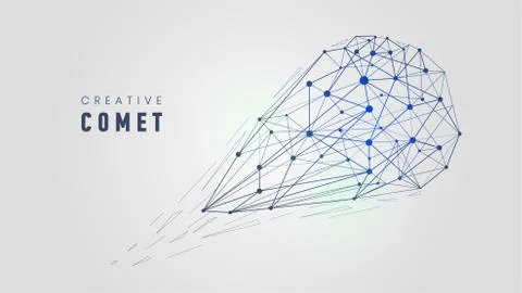 Creative low poly comet. wireframe mesh structure. Template corporate logo Stock Illustration