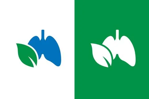 Creative lungs care logo combination. Human lungs and leaf logotype design Stock Illustration