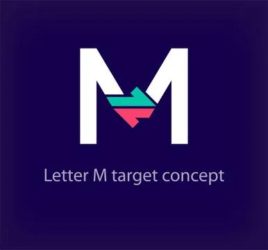 Creative M letter arrow logo design. Stock Illustration