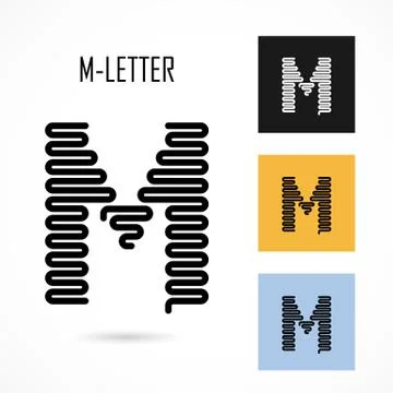 Creative M- letter icon abstract logo design vector template.Creative M- alph Stock Illustration