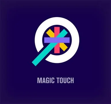 Creative magic wand logo. Unique color transitions. Stock Illustration