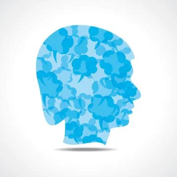 Creative male face of blue message bubble stock vector Stockillustratie