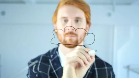 Creative Man Drawing Cloud Computing Concept on Transparent Glass in Office, Stock Footage 80937655