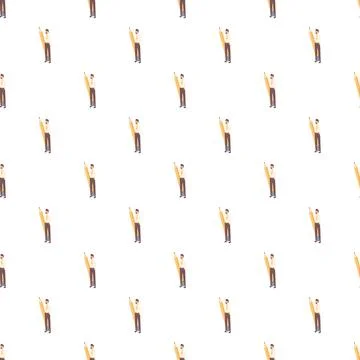 Creative man holding pencil pattern background art Stock Illustration