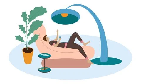 Creative man looking for inspiration while lying in an easy chair Stock Illustration