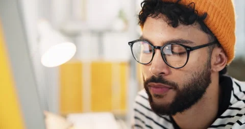 Creative man, programmer and glasses with computer for software development Stock Footage 308463405