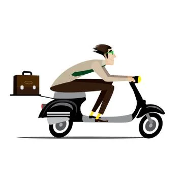 Creative man riding on a scooter Stock Illustration