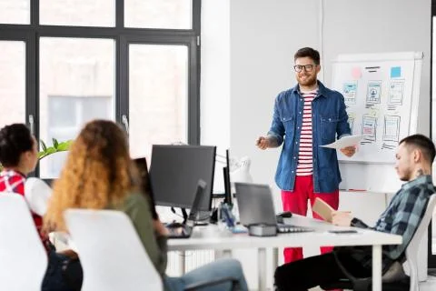 Creative man showing user interface at office Foto stock